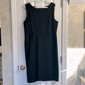 Talbots Basic Black Asymmetrical Neck Knit Dress with Twist at Waist. EUC